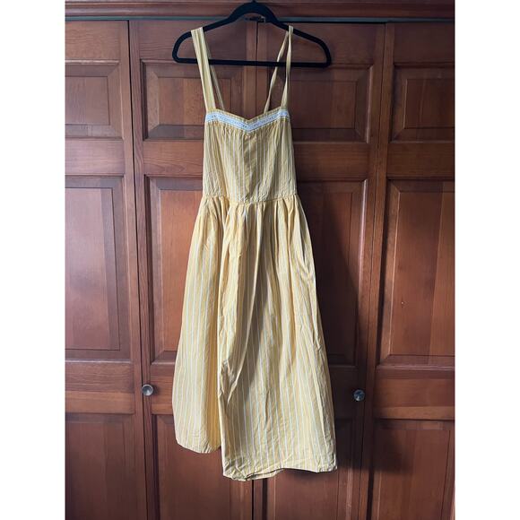 The Great Women's Striped Laurel Midi Dress Sleeveless Yellow/White Size 3 (L) - Picture 2 of 16